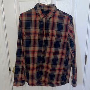 Burnside Large Men’s Flannel Button Down long Sleeve Shirt